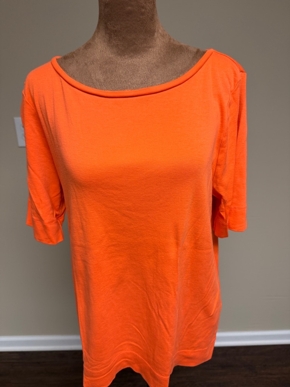 Chico's Neon Orange Boatneck Short Sleeve Top
